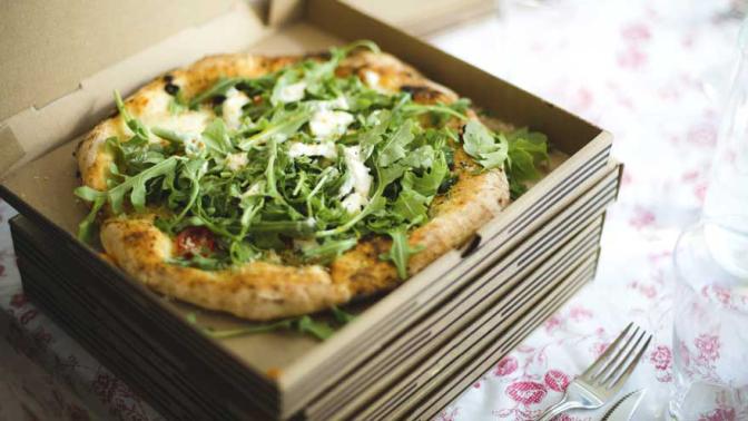 Takeout pizza boxes