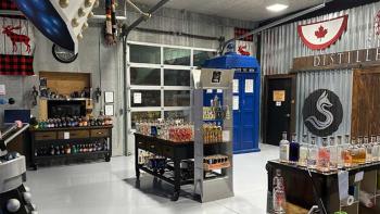Inside the Silver Fox Distillery with an eclectic collection of items on display