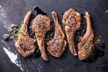 Seasoned lamp chops from above on the grill