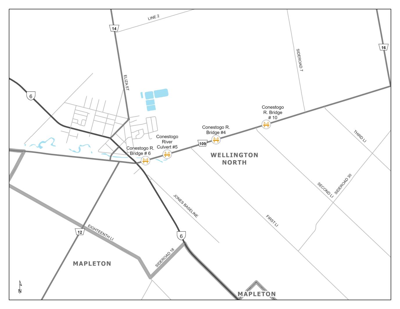 WR 109 Bridges Area Map